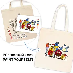 Набір екосумка-розмальовка „Funny Birds“ бавовна 220 г/м2 38х42см ROSA Talent [CD] - мініатюра 3