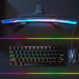 Механічна клавіатура BNFU, 61 багатокольорова RGB-клавіша зі світлодіодним підсвічуванням, міні-офісна клавіатура для Window - мініатюра 3