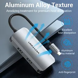 Хаб USB 3.1 Type-C -> 4хUSB 3.0/PD 100W 5-in-1 Vention - мініатюра 10