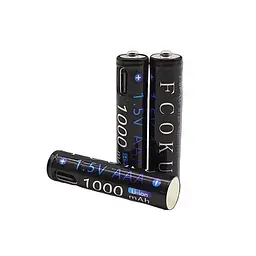Акумулятор AAA Fcoku 1.5v 1000mah (з зарядкою від Тype-C) Чорний - мініатюра 4