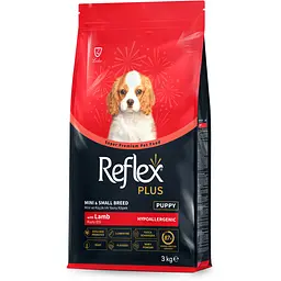 Сухий корм для цуценят малих порід Reflex Plus повноцінний та збалансований з ягням 3 кг 