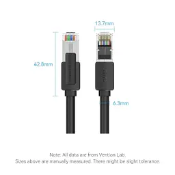 Патч-корд 3м, S/FTP cat 8 RJ-45 black Vention (IKKBI) - мініатюра 11