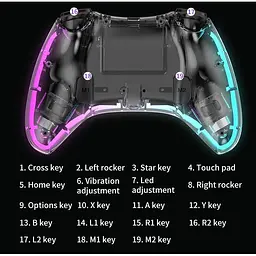 Джойстик геймпад JYC для PS4 и ПК, телефону прозорий бездротовий з RGB - мініатюра 9