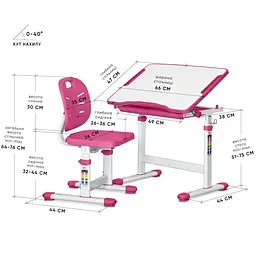 Комплект меблів Evo-Kids Pink: стіл+стілець+полиця+лампа (BD-24 PN) - мініатюра 3