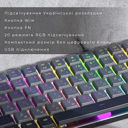 Клавіатура GamePro Red Swich Low Profile RGB USB Dark Gray дротова (MK141R) - мініатюра 8