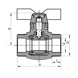 Кран кульовий PPR КШ Koer (метелик) для гарячої води 25 Koer K0182.Pro KP0235 - мініатюра 2