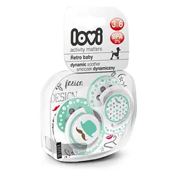Пустушка силіконова Lovi Retro baby, симетрична, 3-6 міс., блакитний, 2 шт. (22/804boy) - мініатюра 6