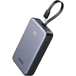 Повербанк Ugreen PB505 20000 mah 22.5 W з вбудованим кабелем Type-C LED дисплеєм та швидкою зарядкою