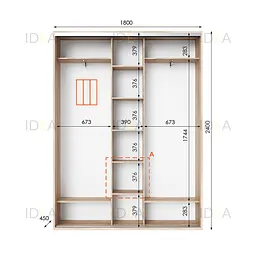 Шафа-купе Idea серія 2 180 x 45 x 240 см Дуб сонома Дзеркало - мініатюра 2