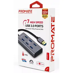 Концентратор Promate USB Hub 7 ports ezhub-7.grey (ezhub-7.grey) - мініатюра 2