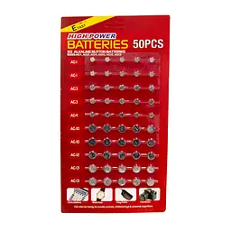 Набір батарейок таблеток ASSORTED 50 шт, LR41, LR44, AG1, AG3, AG10, AG13 - мініатюра 4