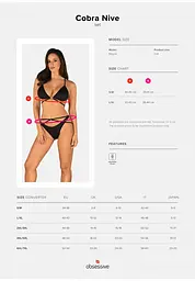 Комплект білизни Obsessive Cobra Nive L/XL чорний - мініатюра 7