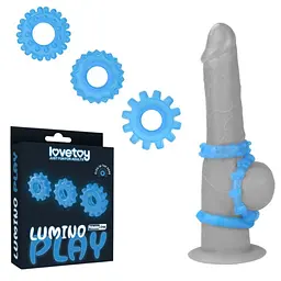 Набір ерекційних кілець Lovetoy Lumino Play 3 шт. блакитний - мініатюра 15