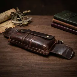 Поясна сумка чоловіча 14815 Vintage коричнева - мініатюра 4