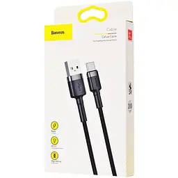 Кабель Baseus Cafule Cable USB to Type-C 3A 0.5m CATKLF-AG1 Black-Grey - мініатюра 2