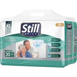 Підгузки для дорослих Still Adult diaper XL (120-160 см) максимальне вбирання 30 шт.
