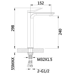 Змішувач для раковини Qtap Presto QTPRE269GRP45582 Graphite - мініатюра 2
