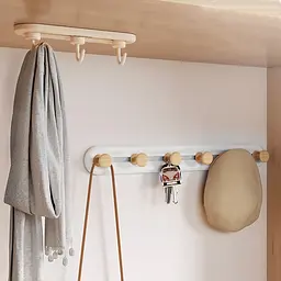 Вішалка МВМ My Home на 6 гачків 50х400 мм білий/дерево (HP-01/6 WHITE/WOOD) - мініатюра 7