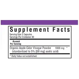 Яблучний оцет Bluebonnet Nutrition Apple cider vinegar 60 вегетаріанських капсул - мініатюра 3