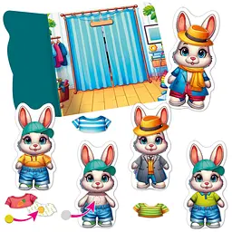 Гра розвиваюча з липучками "Зайчик" Vladi Toys VT1320-04, 10 елементів одягу - мініатюра 2