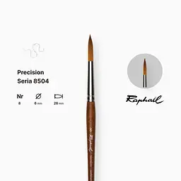 Пензель синтетика кругла (імітація соболя) Raphael Precision, №8, коротка ручка - мініатюра 2