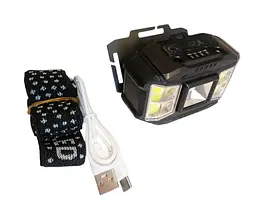 Акумуляторний налобний ліхтар Headlight HC-618S 5 режимів роботи сенсорне управління Пластик IPX6 Чорний - мініатюра 2