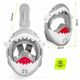 Маска для снорклінгу TSUNAMI Shark повнолицьова, дитяча Grey (P-5905973405447) - мініатюра 8