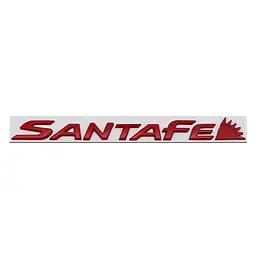 Емблема напис SantaFe для Hyundai Червона 25х240 мм метал на скотчі (Завод)