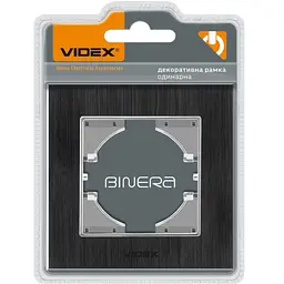 Рамка одинарна горизонтальна Videx Binera алюміній 86х86х6.5 мм чорна (VF-BNFRA1H-B)