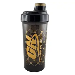 Шейкер Optimum Nutrition Shaker 700 мл, Black/Gold з закруткою та сіткою