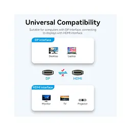Кабель мультимедійний DisplayPort M to HDMI M 1.8m 4K40Hz black Vention (HFOBAC) - мініатюра 5