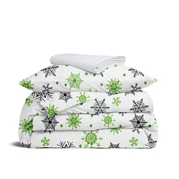 Дитяча постільна білизна в ліжечко SNOWFLAKES CS5, зелений (SnowflakesGreenGreyWhite_White_140)