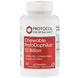 Пробіотики дофілус, ProtoDophilus, 10 млрд, 60 жувальних таблеток Protocol For Life Balance vit0003271