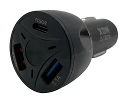 Автомобільний зарядний пристрій XON UniLink Type-C 20W (PD20) + QC3.0 + 5V/3.1A Black (CU2A1C20WB 3449)