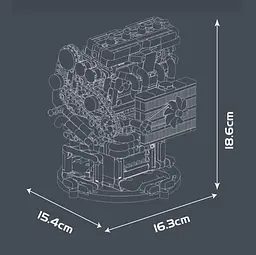 Конструктор двигун Mould King Mitsubishi 4G63T Turbocharged Inline-Four Engine L4 10235 моторозований дитячий мотор 811 деталей - мініатюра 3