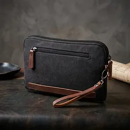 Зручна чоловіча барсетка текстильна 21258 Vintage чорна - мініатюра 3