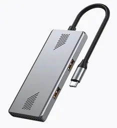 Хаб USB UHB-CM-U310-A2C2-01, Grey, Type-C 3.2 - 2xType-C 3.2 / 2xUSB 3.2, кабель 18 см Gembird teh0027600