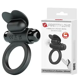 Віброкільце PRETTY LOVE VIBRANT PENIS RING DEBONAIRE Black, 10 vibration functions PRETTY LOVE BI-210316 99057