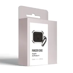 Чохол для навушників Apple AirPods 4, білий, Panzer, протиударний захисний кейс з TPU та полікарбонату, посилені стінки, захист від подряпин, пилу та ударів, легкий та компактний, з карабіном для кріплення, ArmorStandart (ARM82553) - мініатюра 3