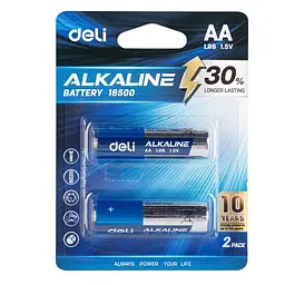 Батарейки Deli E18500 AA/LR6 алкаліновi, 1.5V, 2 шт. - мініатюра 1