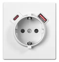 Розетка Videx Nota одинарна із заземленням USB-A+C 20W біла матова (VF-NT-SK1GUC-WH) - мініатюра 2