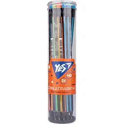 Олівець чорнографітний YES Neon Stripes трикутний з гумкою 24 шт. (280594) - мініатюра 3