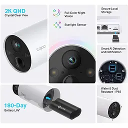 Розумна бездротова система відеоспостереження TP-Link Tapo C420 2MP N300 зовнішня - мініатюра 2