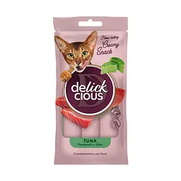 Ласощі для котів Delickcious Кремові тунець з додаванням алое 1+1 (4820269148048)