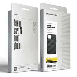 Карбоновый чехол для Apple iPhone 15 Plus, LikeCarbon MagCase, черный, тонкий защитный чехол-панель с магнитом MagSafe, ударопрочный, ультратонкий, совместим с магнитными держателями и беспроводной зарядкой, ArmorStandart (ARM69292) - мініатюра 5