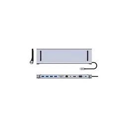 Порт-реплікатор Dynamode 11-in-1 USB-C to HDTV 4K/30Hz, VGA, 1хUSB3.0, RJ45, Type-C PD, Audio, SD/MicroSD (BYL-2003) - мініатюра 4
