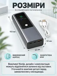 Зовнішній акумулятор 20000 мА·год PD 100W для ноутбука та смартфона темно-сірий (37261134) - мініатюра 3