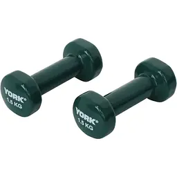 Гантелі для фітнесу вінілові круглі York Fitness 2х1,5кг зелений