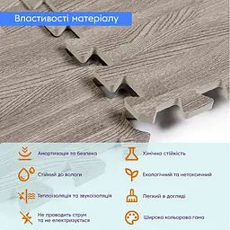 Підлога пазл - модульне покриття для підлоги 600x600x10мм сіре дерево (МР9) - мініатюра 2
