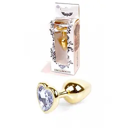 Анальна пробка з кристалом B-Series Jewellery Gold Heart Plug Clear, 7х2,7 см, прозорий - мініатюра 4